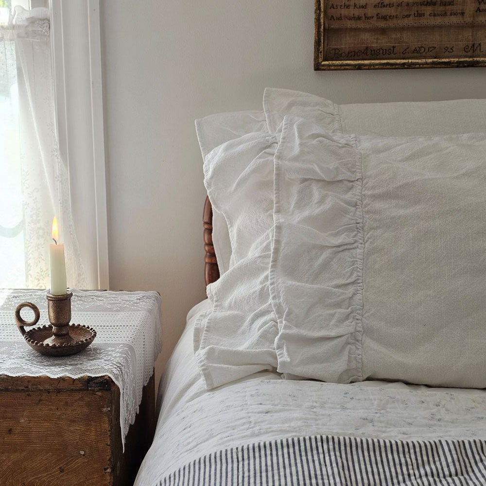 Serenity White Lush Ruffle Pillowcase Set