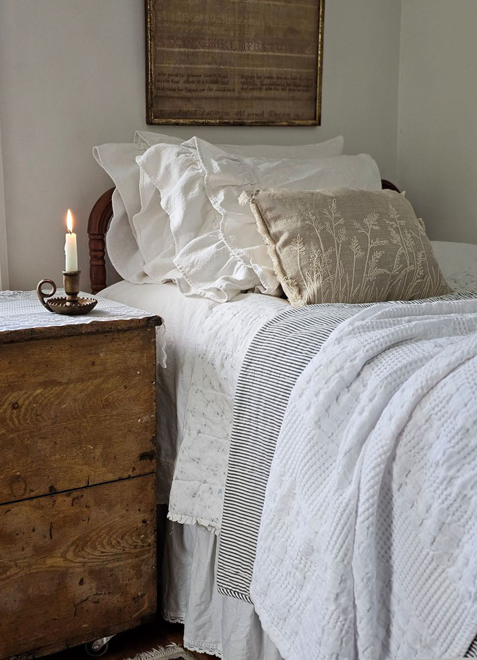 Crisp White Waffle Weave Throw Blanket