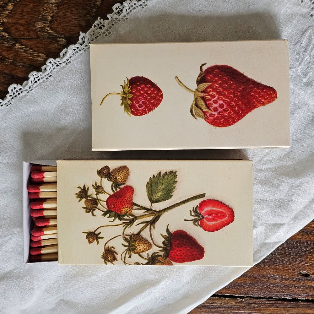 Vintage Strawberry Design Match Box, Set of Two