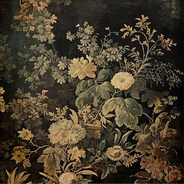 Faded Vintage Floral Tapestry Art Print