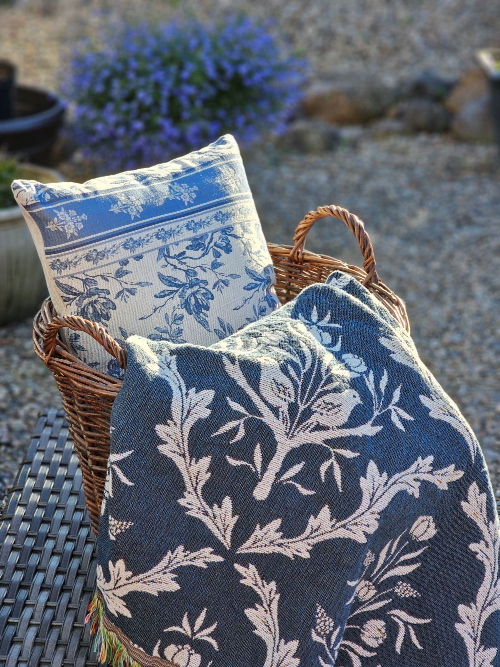 French Blue Floral Pillow