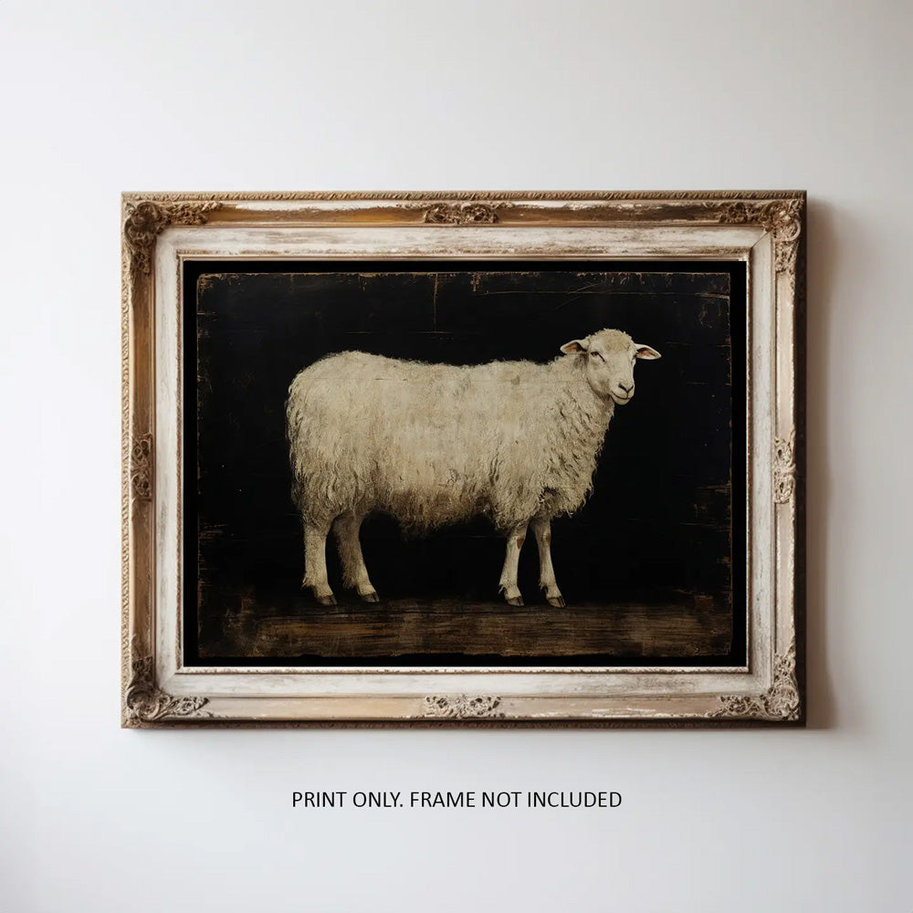 Sheep Art Print with Dark Background