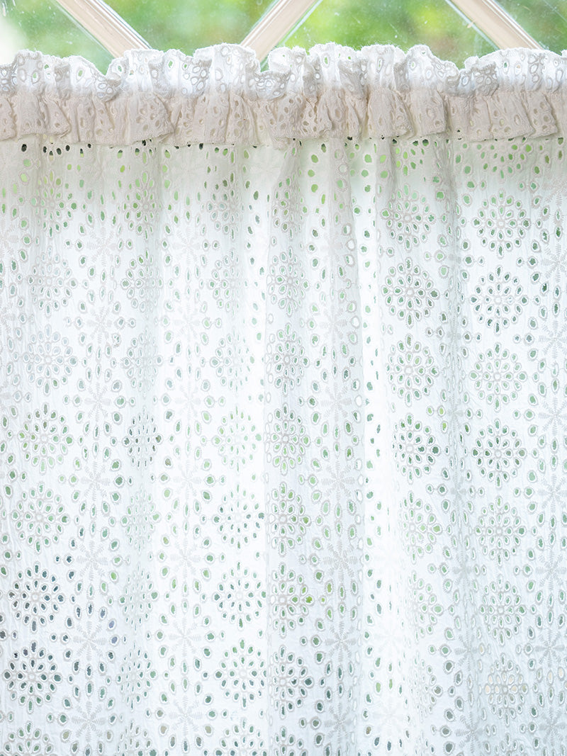 Vintage White Eyelet Lace Cafe Curtains