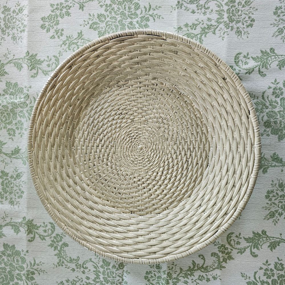 Weathered White Basket Weave Plate Tray