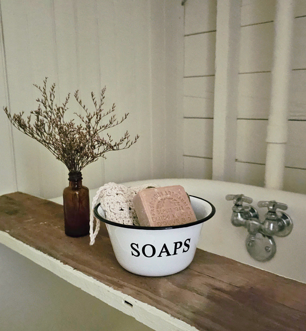 White Enamel Soap Bowl