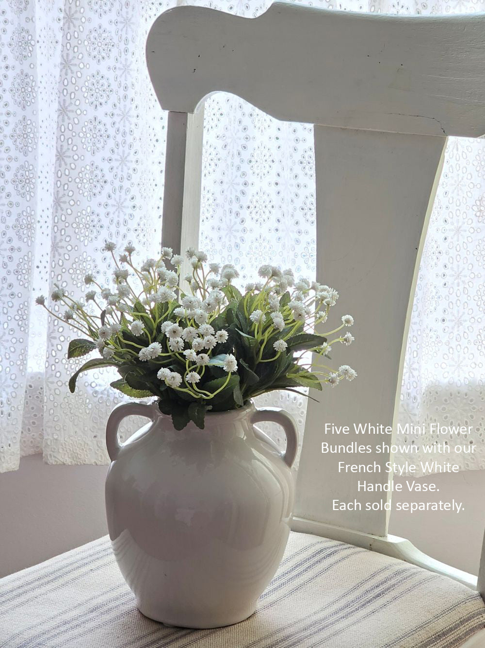French Style White Vase with Handles