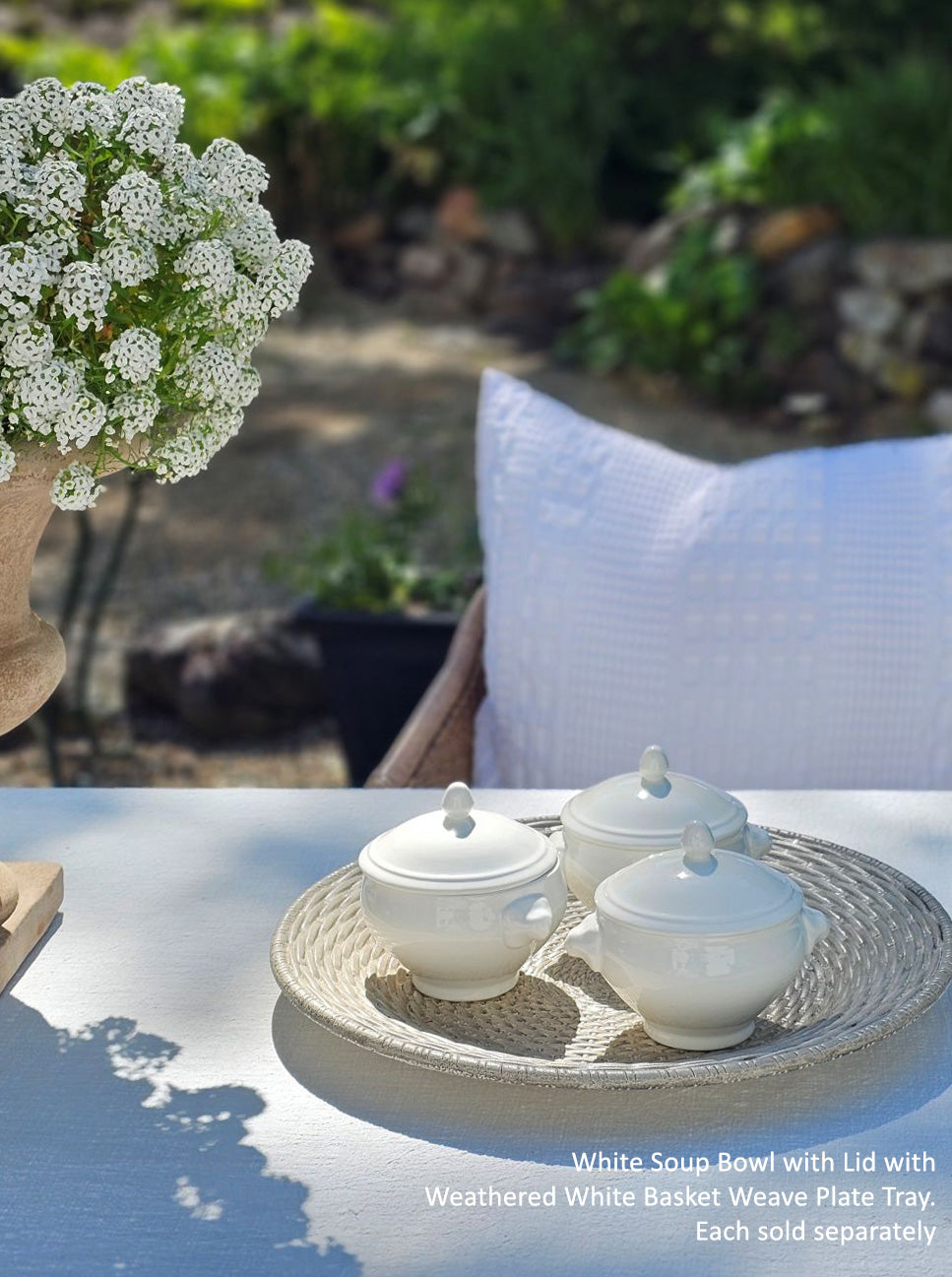 Round White Soup Bowl with Lid