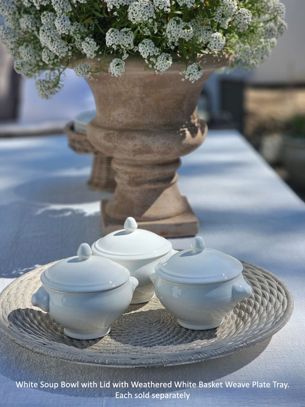 Round White Soup Bowl with Lid