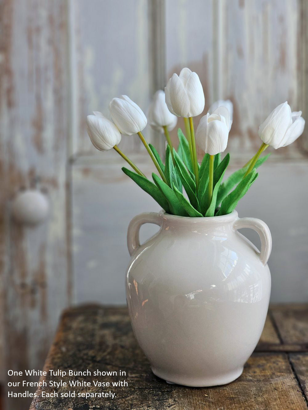 French Style White Vase with Handles