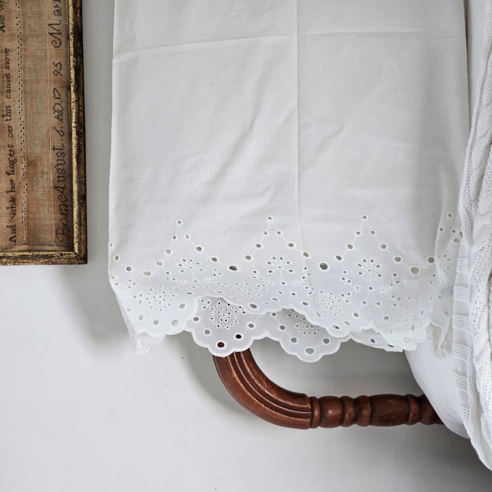 White Vintage Cotton Eyelet Lace Pillowcase