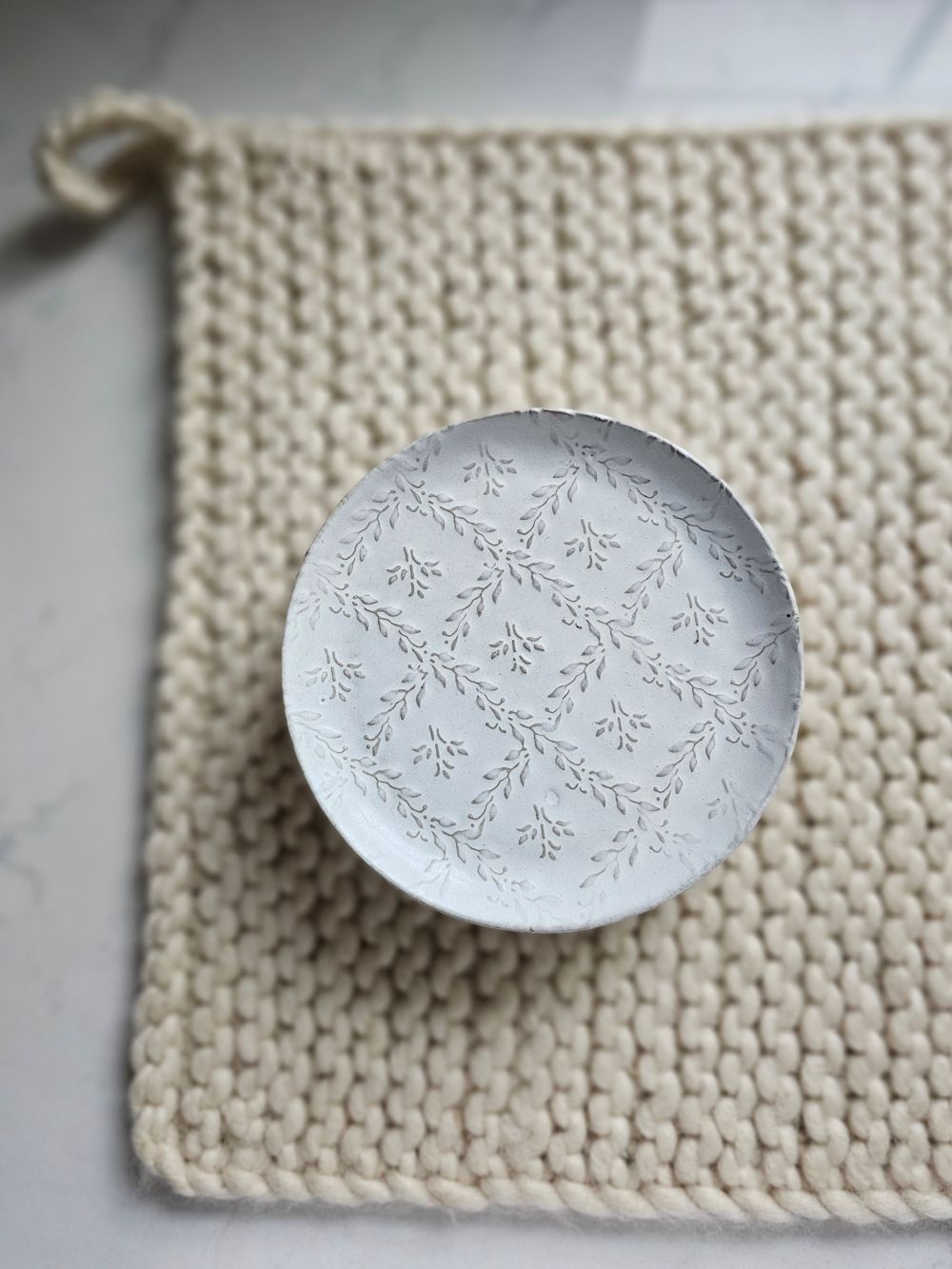 White Ceramic Embossed Plate