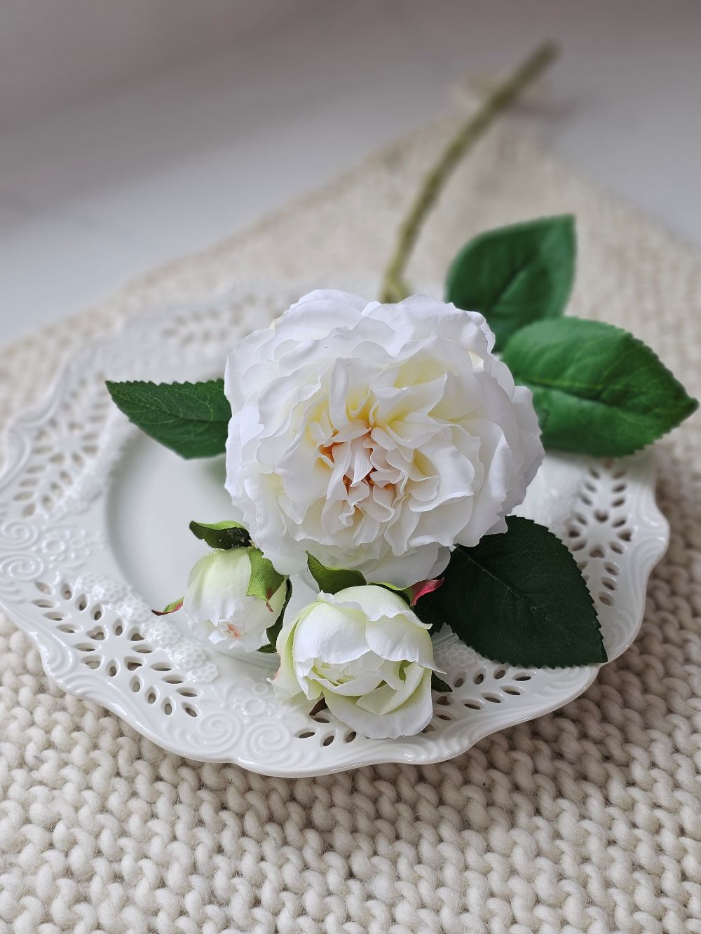 White Rose Long Stem Spray