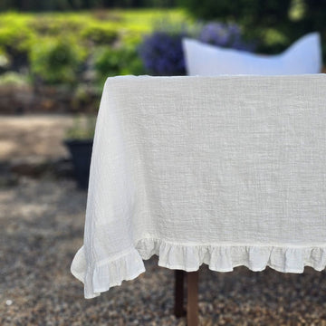 White Ruffle Prairie Tablecloth
