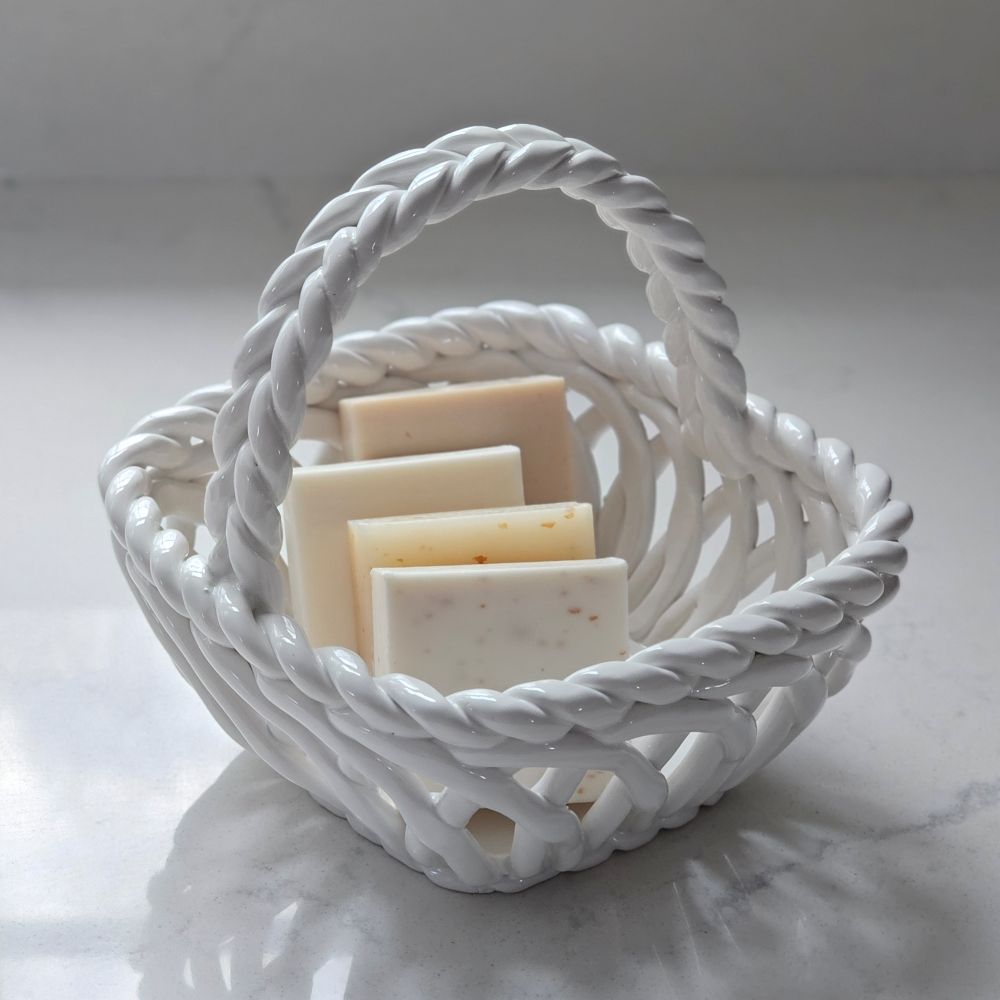 White Woven Porcelain Basket