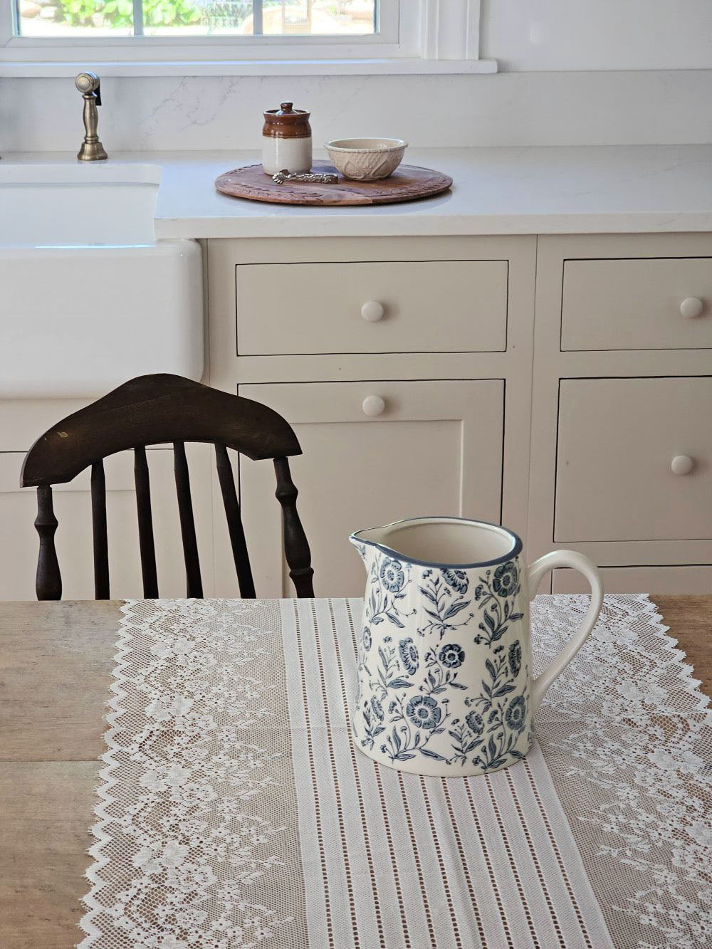 White and Blue Floral Pitcher