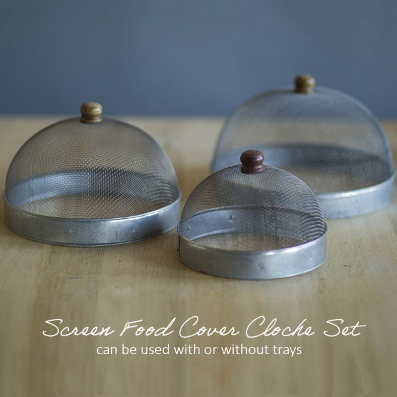 Screen Food Covers with Metal Base, Set of Three