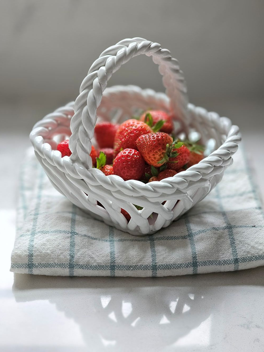 White Woven Porcelain Basket