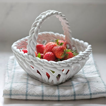 White Woven Porcelain Basket